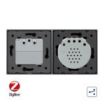 Intrerupator simplu cap scara / cap cruce ZigBee + priza simpla Livolo ZigBee, Rama din sticla, Control de pe telefon
