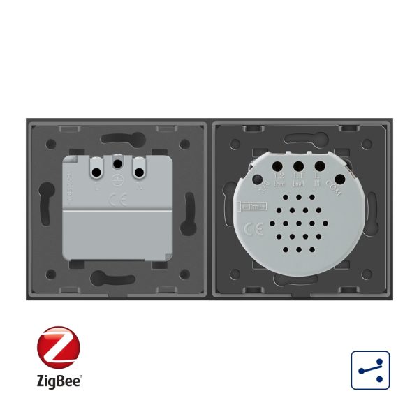 Intrerupator simplu cap scara / cap cruce ZigBee + priza simpla Livolo ZigBee, Rama din sticla, Control de pe telefon