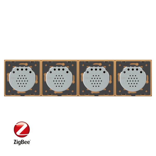 Intrerupator LIVOLO cu touch din sticla cu 4 intrerupatoare simple, Protocol ZigBee, Control de pe telefon