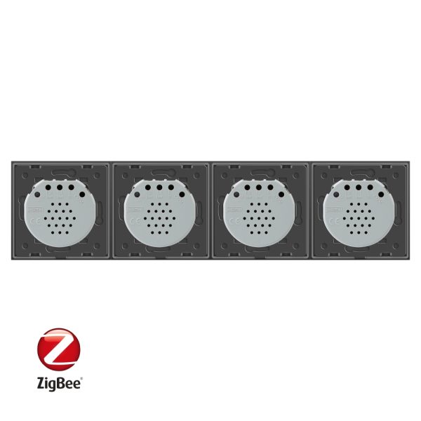 Intrerupator LIVOLO cu touch din sticla cu 4 intrerupatoare simple, Protocol ZigBee, Control de pe telefon