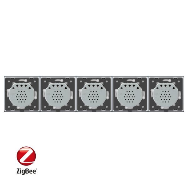 Intrerupator LIVOLO cu touch din sticla cu 5 intrerupatoare simple, Protocol ZigBee, Control de pe telefon