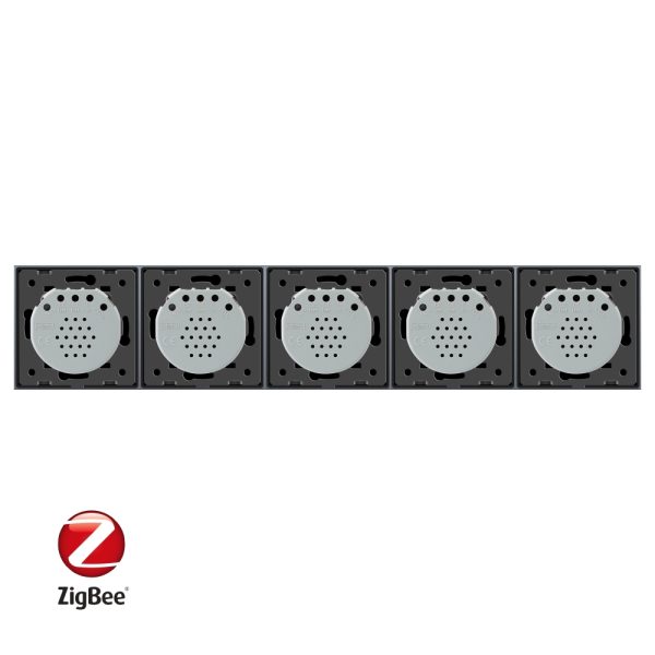 Intrerupator LIVOLO cu touch din sticla cu 5 intrerupatoare simple, Protocol ZigBee, Control de pe telefon