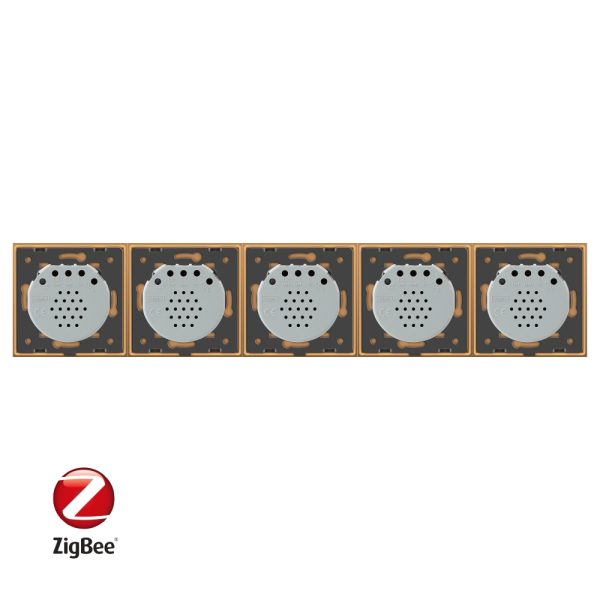 Intrerupator LIVOLO cu touch din sticla cu 5 intrerupatoare simple, Protocol ZigBee, Control de pe telefon