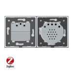 Intrerupator dublu ZigBee + priza simpla ZigBee Livolo, rama din sticla, Control de pe telefon