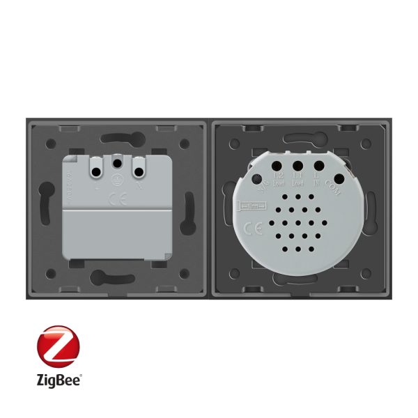 Intrerupator dublu ZigBee + priza simpla ZigBee Livolo, rama din sticla, Control de pe telefon