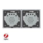 Intrerupator dublu + simplu cu touch Livolo din sticla, Protocol ZigBee, Control de pe telefon