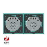 Intrerupator dublu + simplu cu touch Livolo din sticla, Protocol ZigBee, Control de pe telefon