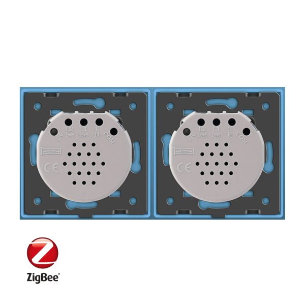 Intrerupator dublu + simplu cu touch Livolo din sticla, Protocol ZigBee, Control de pe telefon