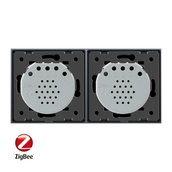 Intrerupator simplu + dublu cu touch Livolo din sticla, Protocol ZigBee, Control de pe telefonul mobil