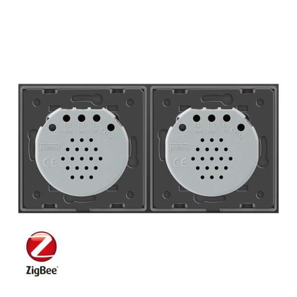 Intrerupator simplu + dublu cu touch Livolo din sticla, Protocol ZigBee, Control de pe telefonul mobil