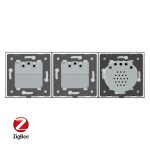 Intrerupator LIVOLO simplu ZigBee cu touch si 2 prize din sticla ZigBee, Control de pe telefon