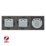 Intrerupator LIVOLO simplu ZigBee cu touch si 2 prize din sticla ZigBee, Control de pe telefon