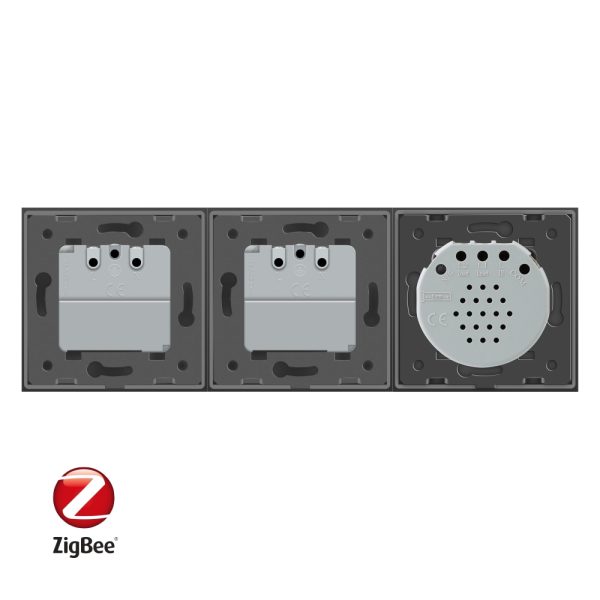 Intrerupator LIVOLO simplu ZigBee cu touch si 2 prize din sticla ZigBee, Control de pe telefon