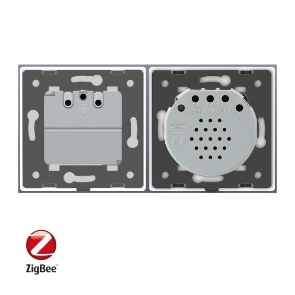 Intrerupator simplu ZigBee + priza simpla ZigBee, Livolo cu rama din sticla, Control de pe telefon