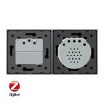 Intrerupator simplu ZigBee + priza simpla ZigBee, Livolo cu rama din sticla, Control de pe telefon