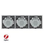 Intrerupator triplu cu touch Livolo din sticla, Protocol ZigBee, Control de pe telefonul mobil