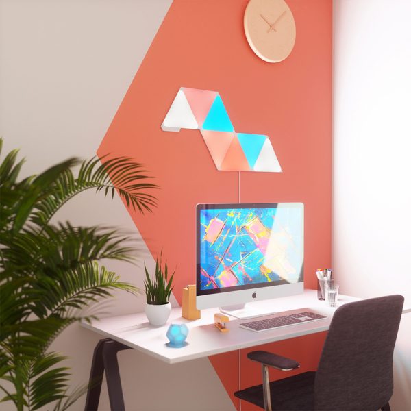 Pachet 3 Panouri luminaose Nanoleaf Shapes Triangles, 16 Milioane culori, Iluminare LED RGBW, Temperatura culoare reglabila