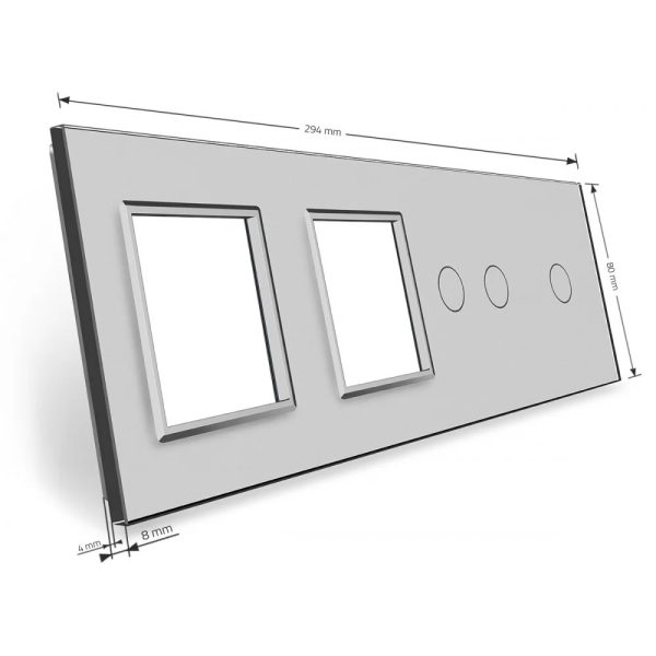 Panou intrerupator simplu+dublu si 2 prize Livolo din sticla