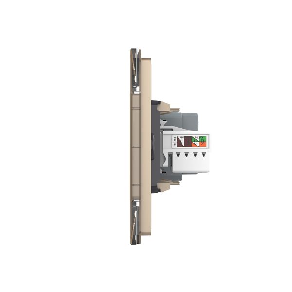 Priza Dubla Livolo cu Rama din Sticla 1 Priza Schuko+TV/internet, Standard Italian – Serie Noua
