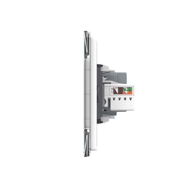 Priza Dubla Livolo cu Rama din Sticla 1 Priza Schuko+TV/internet, Standard Italian – Serie Noua