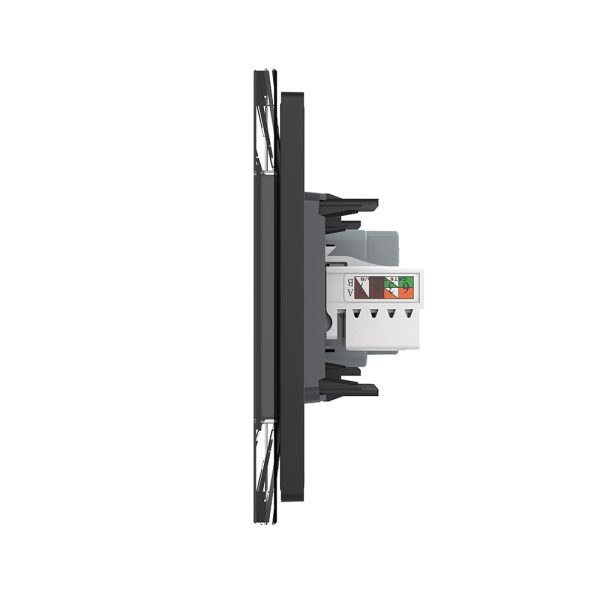 Priza Tripla cu Blank Livolo cu Rama din Sticla 2 Prize Schuko+TV/internet, Standard Italian – Serie Noua