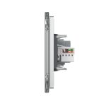 Priza Tripla cu Blank Livolo cu Rama din Sticla 2 Prize Schuko+TV/internet, Standard Italian – Serie Noua