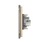 Priza Tripla cu Blank Livolo cu Rama din Sticla 2 Prize Schuko+TV/internet, Standard Italian – Serie Noua