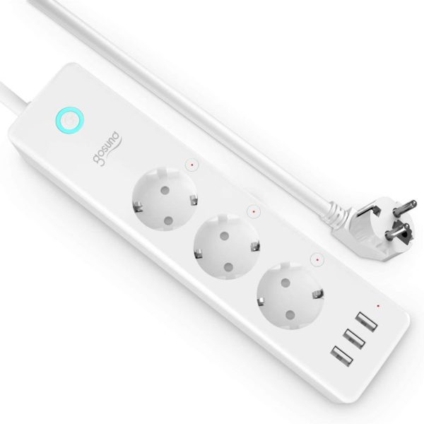 Prelungitor Smart Gosund P1, 3680W, Control prin aplicatie, 3 Prize, 3 Porturi USB