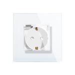 Priza Simpla cu Capac de Protectie cu Rama din Sticla LUXION