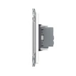 Priza tripla cu blank Livolo cu rama din sticla 6/7 module – standard Italian