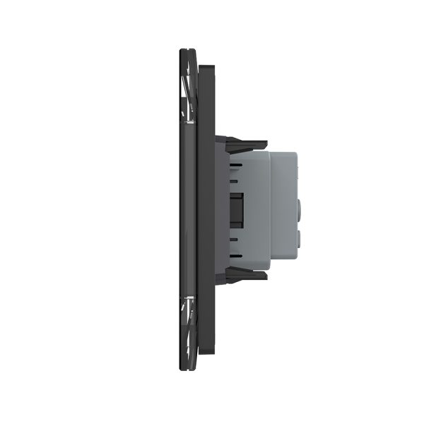 Priza tripla cu blank Livolo cu rama din sticla 6/7 module – standard Italian