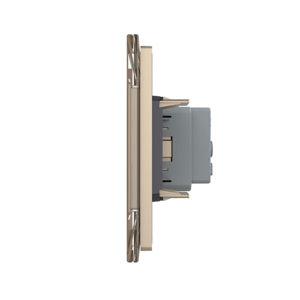Priza tripla cu blank Livolo cu rama din sticla 6/7 module – standard Italian