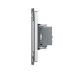 Priza tripla cu blank Livolo cu rama din sticla 6/7 module – standard Italian