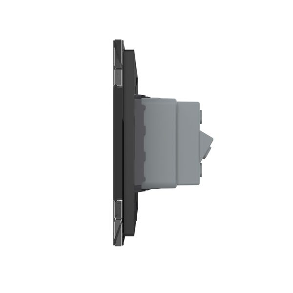 Priza dubla module inguste Livolo cu rama din sticla – standard german