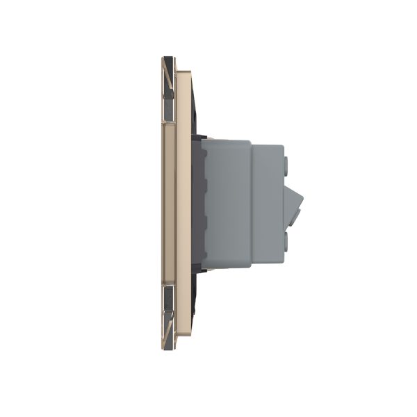 Priza dubla module inguste Livolo cu rama din sticla – standard german