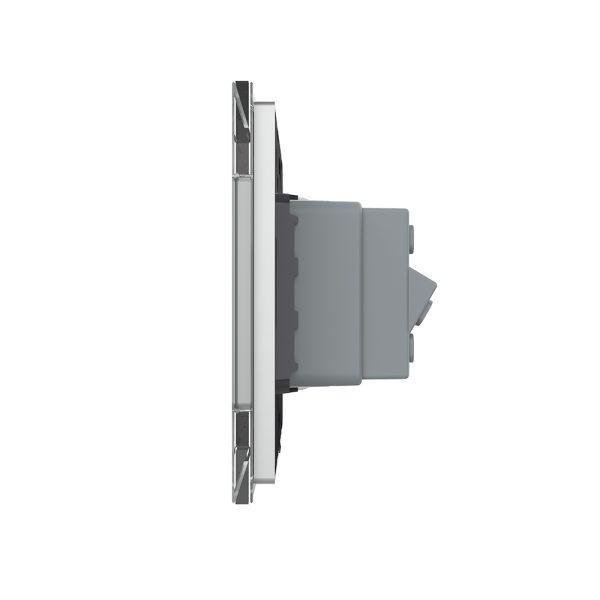 Priza dubla module inguste Livolo cu rama din sticla – standard german