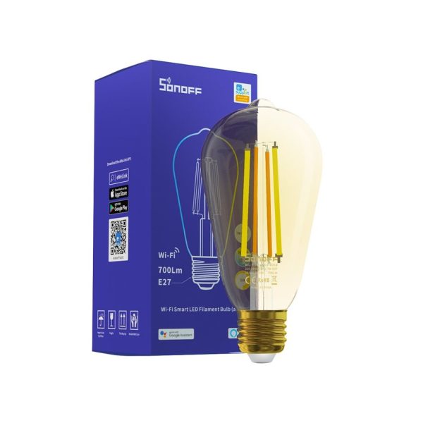 Bec inteligent LED Sonoff B02-F-ST64, Wi-Fi, 7W, 700 LM, Dimmer, Control aplicatie