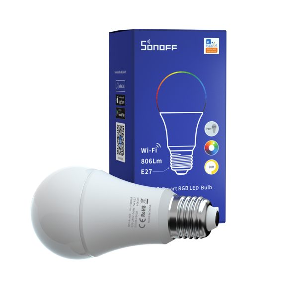 Bec inteligent cu LED Sonoff B05-B-A60, RGB, Putere 9W, 806 LM, Control aplicatie
