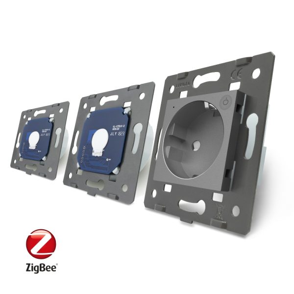 Intrerupator LIVOLO simplu+simplu ZigBee cu touch si priza din sticla ZigBee, Control de pe telefon