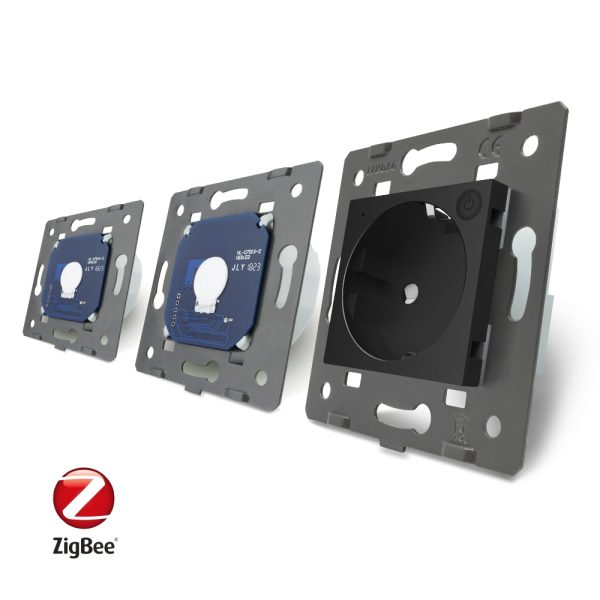 Intrerupator LIVOLO simplu+simplu ZigBee cu touch si priza din sticla ZigBee, Control de pe telefon