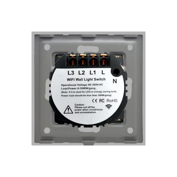 Intrerupator Triplu Wi-Fi + RF433 cu Touch din Sticla LUXION