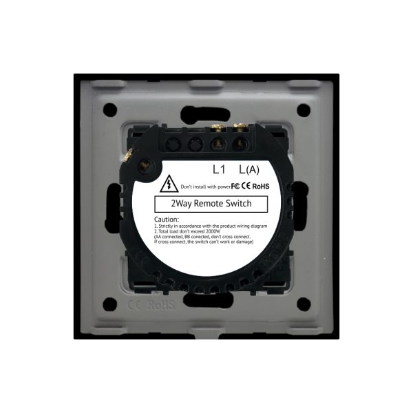 Intrerupator Simplu Cap Scara / Cruce cu Touch din Sticla si Rama de Aluminiu LUXION, RF433