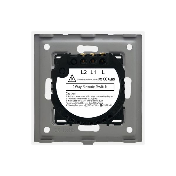 Intrerupator Dublu cu Touch din Sticla si Rama de Aluminiu LUXION, RF433