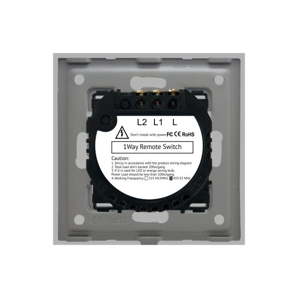 Intrerupator Dublu cu Touch din Sticla si Rama de Aluminiu LUXION, RF433