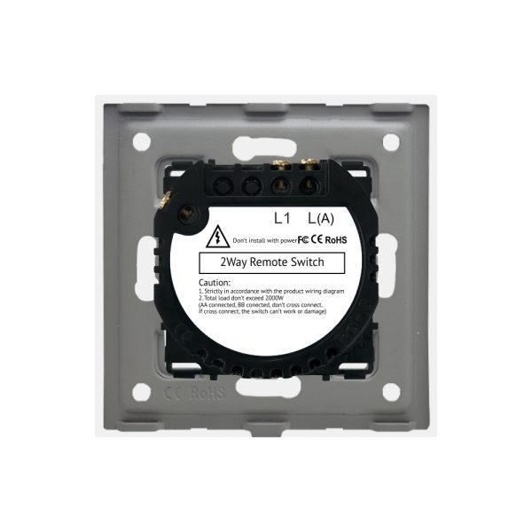 Intrerupator Simplu Cap Scara / Cruce cu Touch din Sticla si Rama de Aluminiu LUXION, RF433