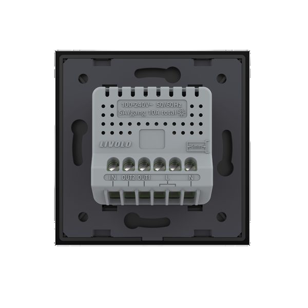 Intrerupator Dublu cu Reset si Contact Uscat Livolo cu Rama din Sticla, ZigBee – Serie Noua