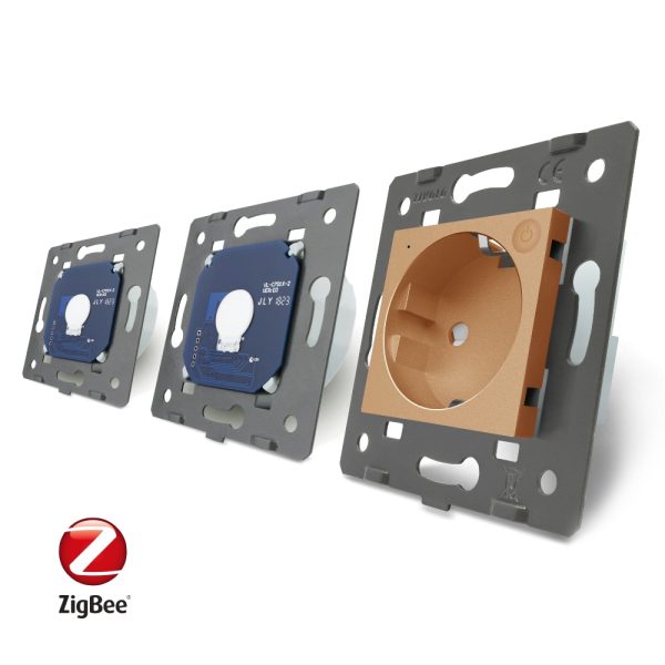 Intrerupator LIVOLO simplu+simplu ZigBee cu touch si priza din sticla ZigBee, Control de pe telefon
