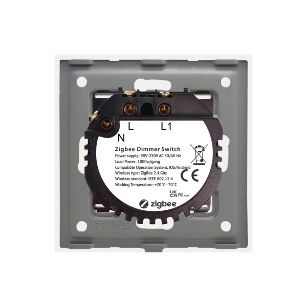 Intrerupator Simplu cu Variator cu Touch din Sticla LUXION, protocol Zigbee