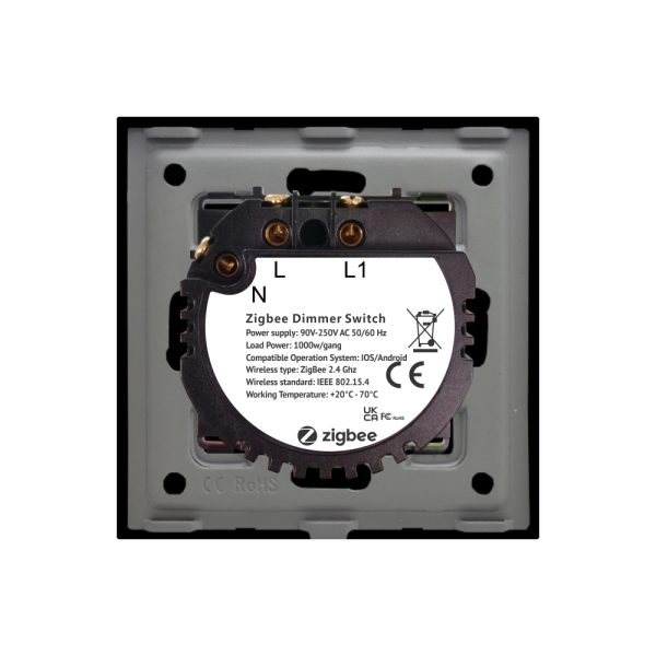 Intrerupator Simplu cu Variator cu Touch din Sticla LUXION, protocol Zigbee
