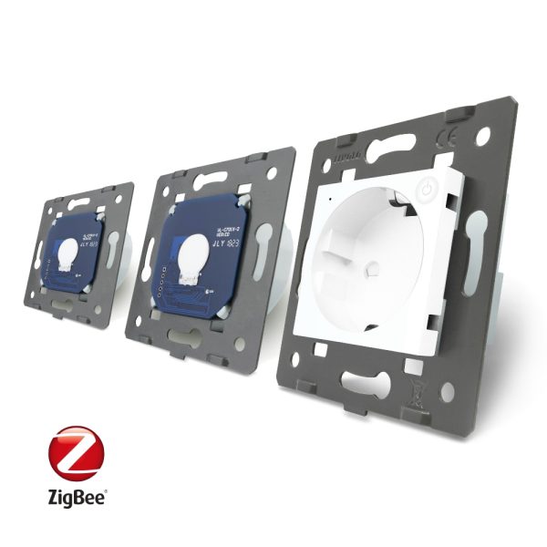 Intrerupator LIVOLO simplu+simplu ZigBee cu touch si priza din sticla ZigBee, Control de pe telefon